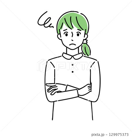 困る若い女性 129975373