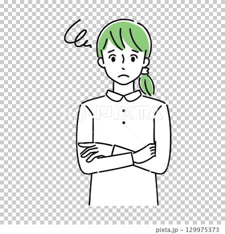 困る若い女性 129975373