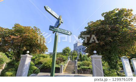 新緑の木々に囲まれた横浜地公気象台 新緑の木々に囲まれた横浜地公気象台 129976109