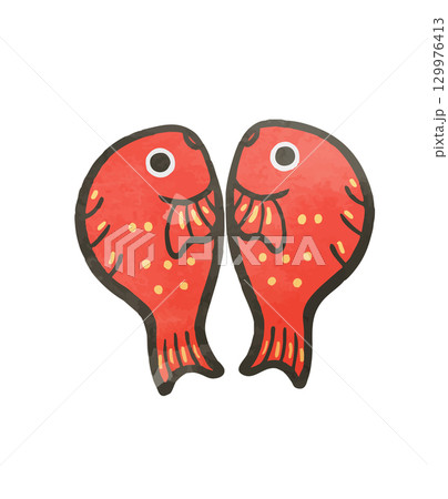 イラスト素材：おめでたい鯛3 129976413