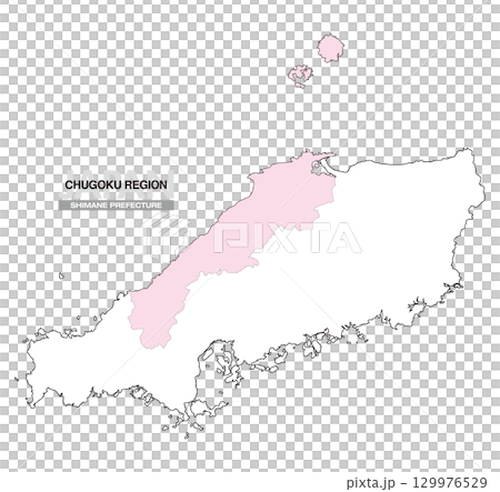 日本地図 中国地方 島根県 県境無し 01 129976529