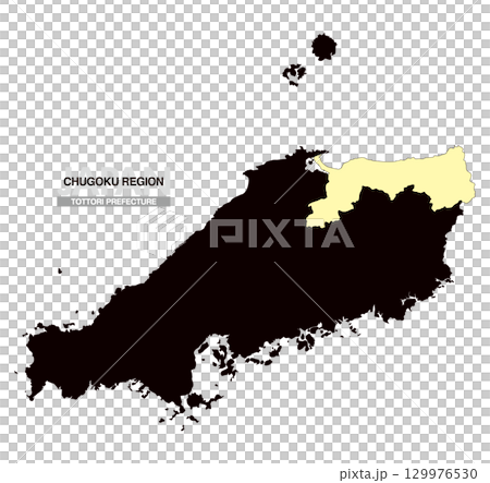 日本地図 中国地方 鳥取県 県境無し 03 129976530