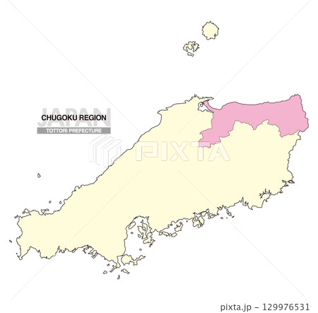 日本地図 中国地方 鳥取県 県境無し 02 129976531