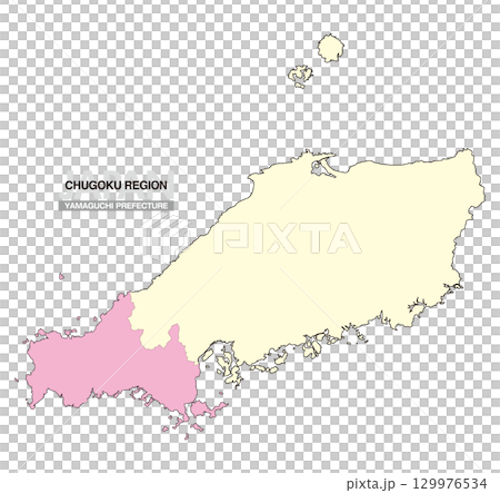 日本地図 中国地方 山口県 県境無し 02 129976534