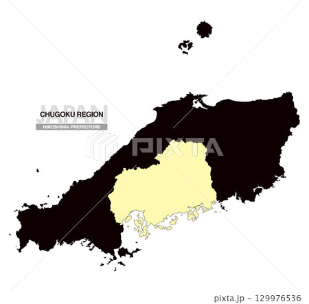 日本地図 中国地方 広島県 県境無し 03 129976536