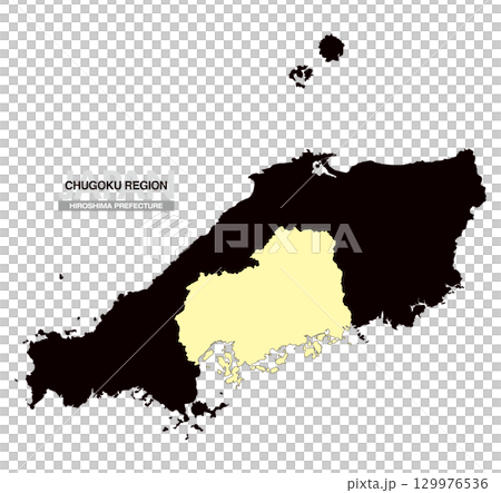 Map of Japan Chugoku Region Hiroshima Prefecture No Prefectural Borders 03 129976536