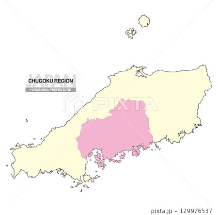 日本地図 中国地方 広島県 県境無し 02 129976537