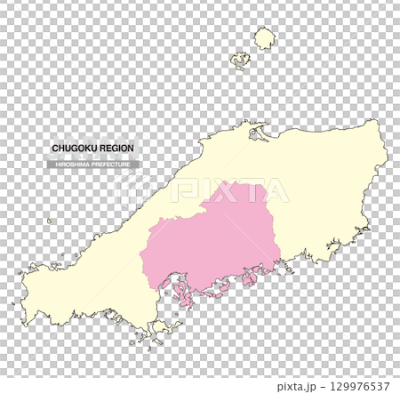 Map of Japan Chugoku Region Hiroshima Prefecture No Prefectural Borders 02 129976537