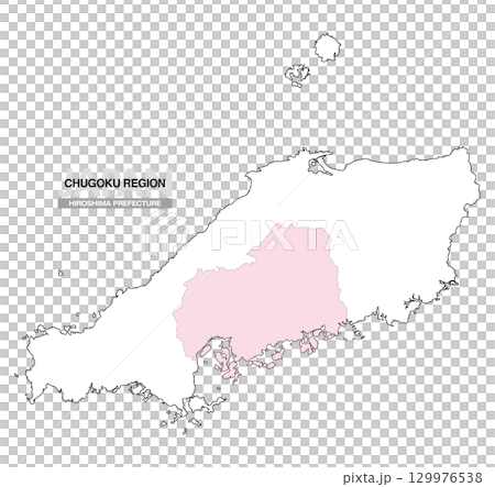 日本地図 中国地方 広島県 県境無し 01 129976538