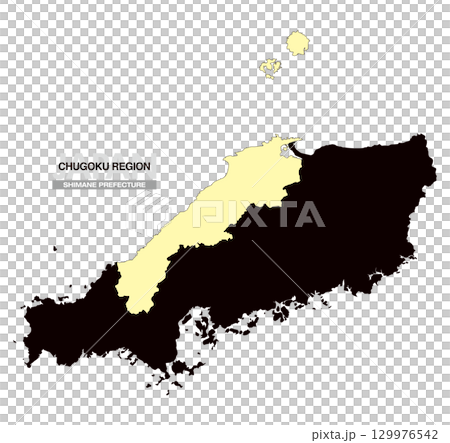 日本地図 中国地方 島根県 県境無し 03 129976542