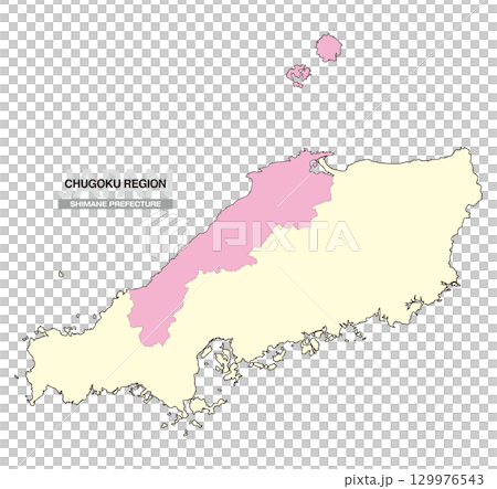 日本地図 中国地方 島根県 県境無し 02 129976543