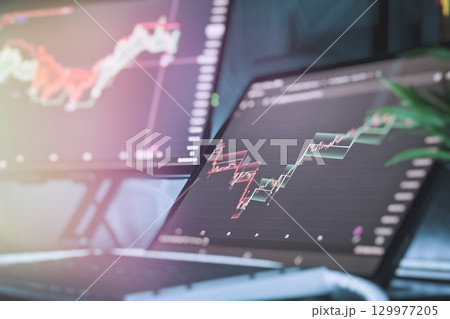Uptrend stock chart on digital tablet Uptrend stock chart on digital tablet 129977205