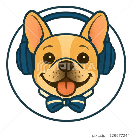 犬アイコン素材/オシャレで音楽好きフレブル　Generative AI 129977244