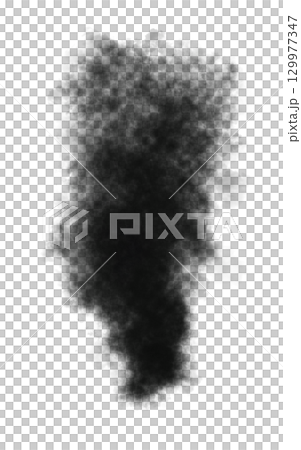 Dense black steam or smoke cloud isolated on transparent background realistic heavy vapor or pollution texture effect Dense black steam or smoke cloud isolated on transparent background realistic heavy vapor or pollution texture effect 129977347