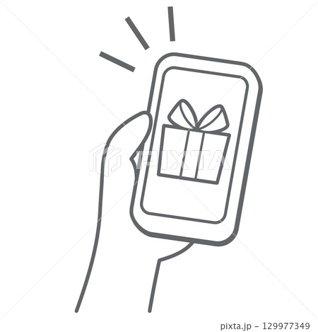 スマホにギフトが届くイラスト 129977349