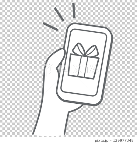 スマホにギフトが届くイラスト 129977349