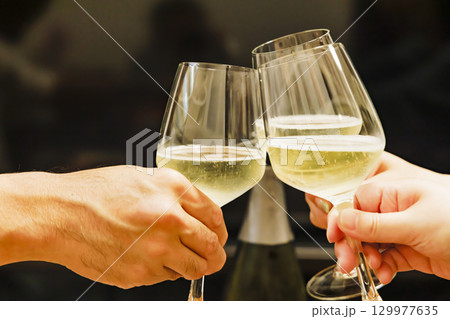 よく冷えた美味しそうなスパークリングワイン よく冷えた美味しそうなスパークリングワイン 129977635