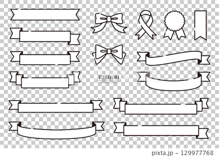 Simple black and white line drawing obi ribbon set Simple black and white line drawing obi ribbon set 129977768
