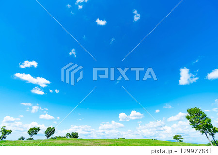 青空と雲と草原 129977831