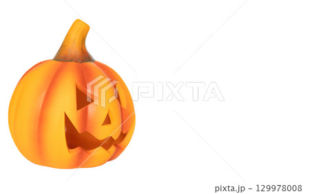 Halloween Pumpkin isolated on white background. Halloween holiday. Artificial pumpkin Halloween Pumpkin isolated on white background. Halloween holiday. Artificial pumpkin 129978008