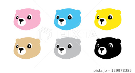 Bear polar icon face head vector colorful pastel teddy pet cartoon character logo symbol illustration clip art isolated 129978383