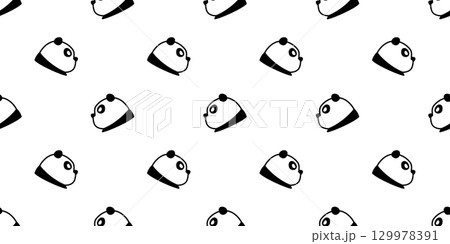 panda bear seamless pattern face head cartoon polar bear vector doodle teddy gift wrapping paper tile background scarf isolated repeat wallpaper illustration design 129978391