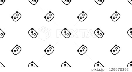 panda bear seamless pattern face head cartoon polar bear vector doodle teddy tile background gift wrapping paper repeat wallpaper scarf isolated illustration design 129978392