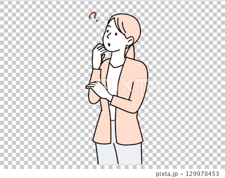 Thinking businesswoman upper body 129978453