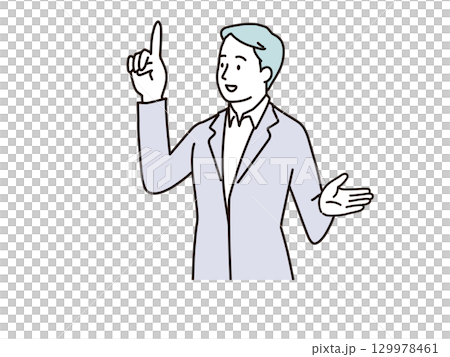 一名男子指點解釋，上身 129978461