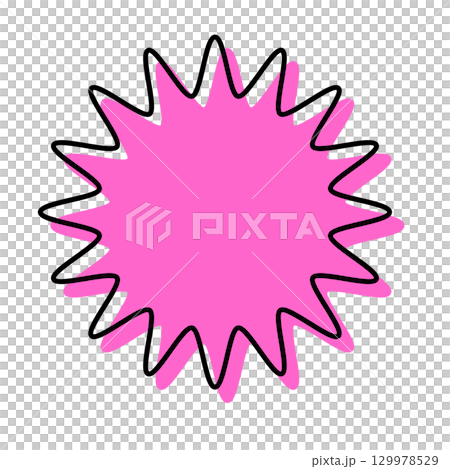 A simple speech bubble with misaligned lines and rounded, jagged shapes 129978529