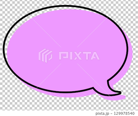 シンプルな線がずれた吹き出し　丸形 129978540