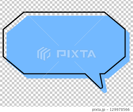 A simple, misaligned speech bubble in a long, octagonal shape 129978566