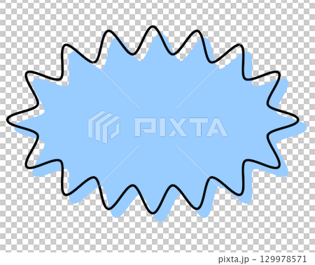 シンプルな線がずれた吹き出し 細長い丸みのあるギザギザした形 シンプルな線がずれた吹き出し 細長い丸みのあるギザギザした形 129978571