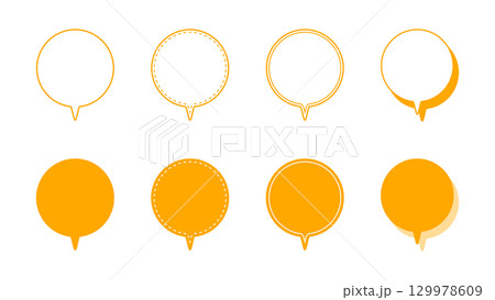 シンプルな丸形の下向き 吹き出し セット 129978609