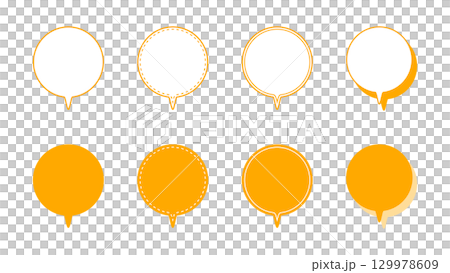 シンプルな丸形の下向き 吹き出し セット 129978609