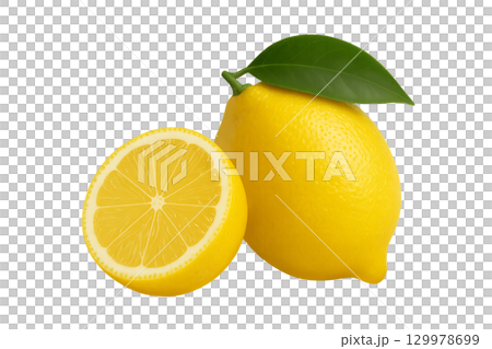 葉っぱのついたレモン 129978699