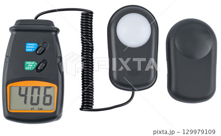 Luxmeter, a device for measuring illuminance, on a white background in insulation 129979109