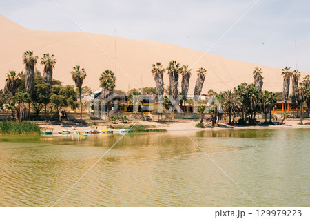 Ica Region, Peru - dec 2, 2024 Oasis- Huacachina, a village in southwestern Peru.  129979223