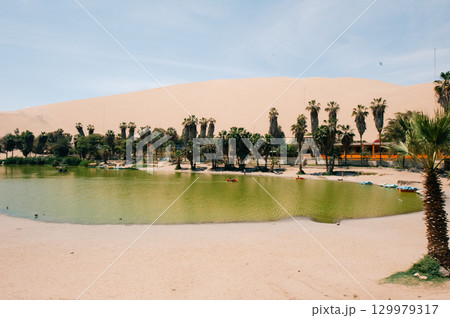Ica Region, Peru - dec 2, 2024 Oasis- Huacachina, a village in southwestern Peru.  129979317