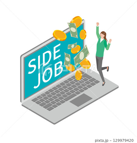 副業で稼ぐ女性 129979420