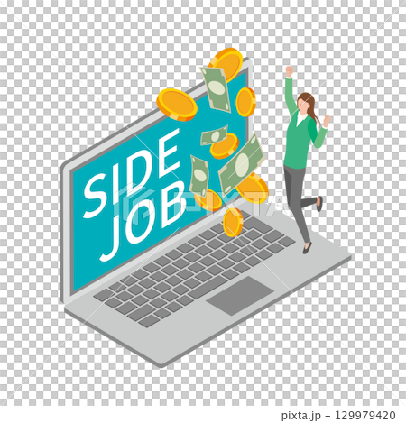 副業で稼ぐ女性 129979420