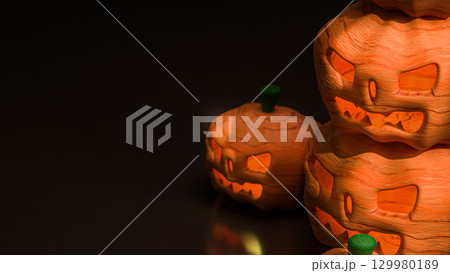 The Pumpkin Jack for Halloween orHoliday concept 3d Rendering. 129980189