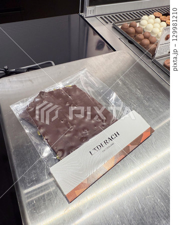 Premium chocolate bar displayed at Laderach confectionery in Penang Premium chocolate bar displayed at Laderach confectionery in Penang 129981210