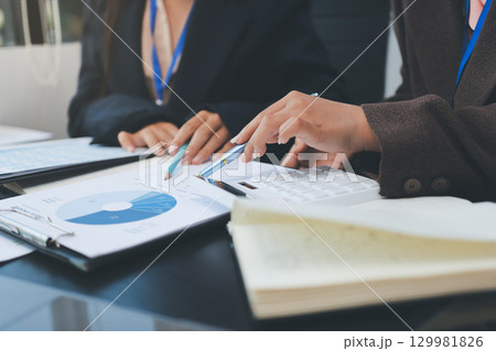 Success, audience with an applause and in a business meeting at work with a lens flare together. Achievement or celebration, motivation and businesspeople clapping hands for good news or support 129981826