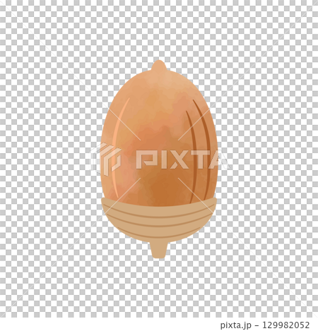 水彩風格橡實秋季插畫棕色 129982052