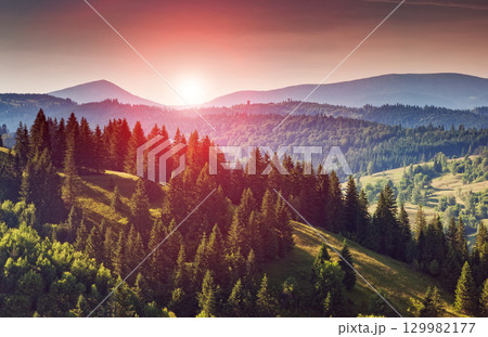 sunny mountain landscape 129982177