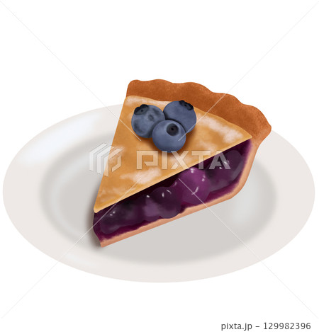 ブルーベリーがのったブルーベリーのパイ 129982396