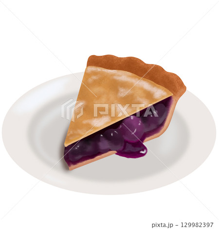 お皿にのったブルーベリーパイ 129982397