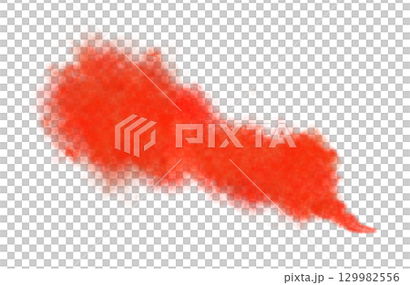 Red smoke cloud isolated on transparent background for use in design, digital art, advertising, or abstract visual effects 129982556