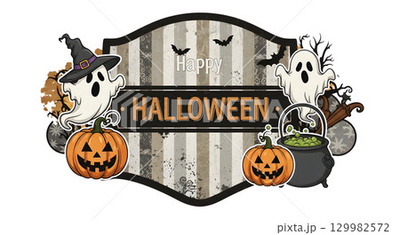 halloween vector card with halloween pumpkin 129982572